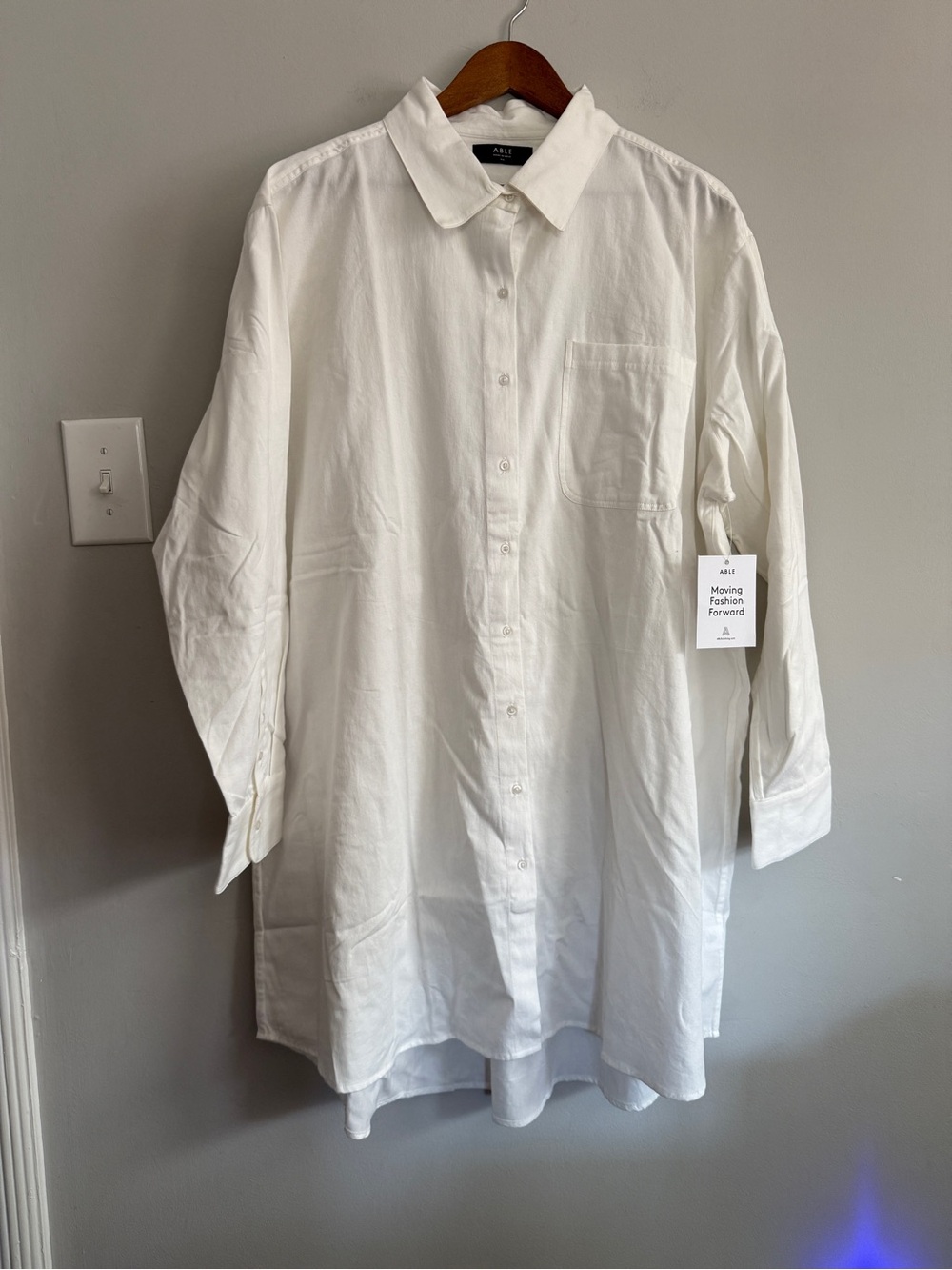 NWT Able Harris Oversized Button Down Shirt Dress, sz XXL